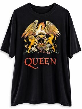 Queen Band T Shirt XL Black Graphic Rock Tee Classic Logo Freddie Mercury